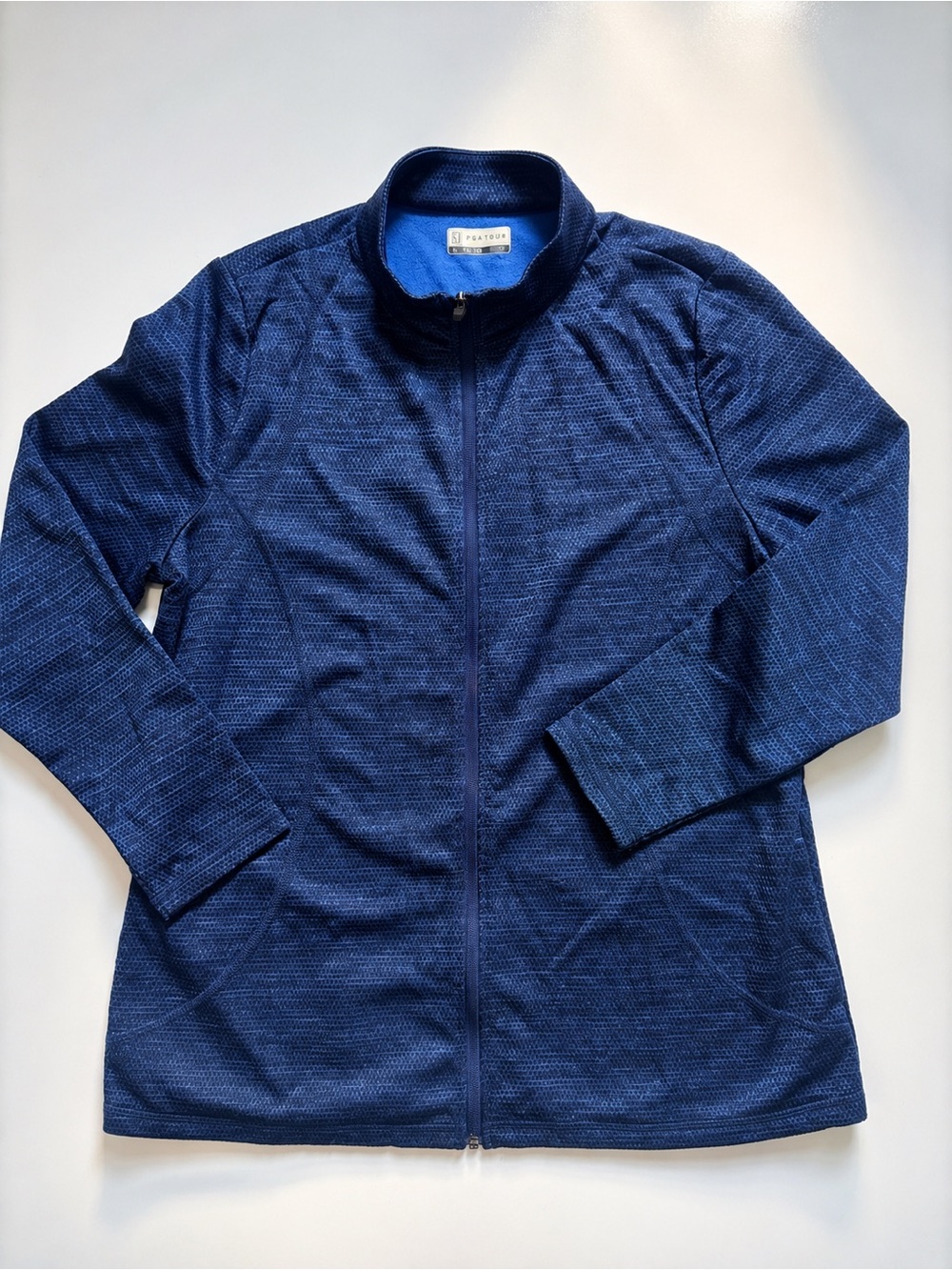 PGA TOUR Blue Textured Full Zip Athletic Golf Jacket XL